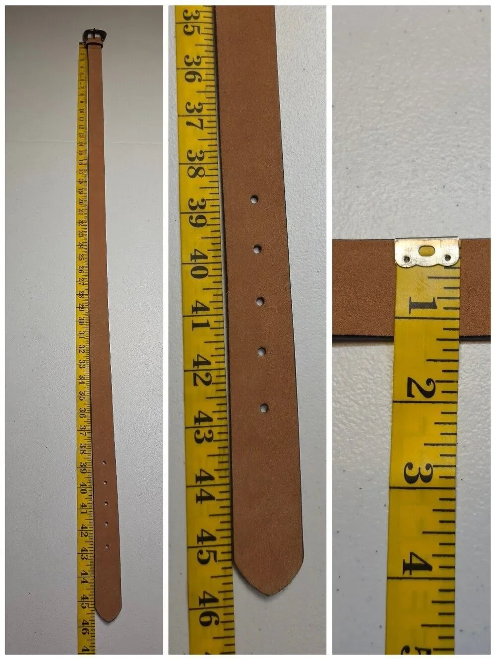 Tan Suede Leather Belt with Antiqued Brass Tone Buckle